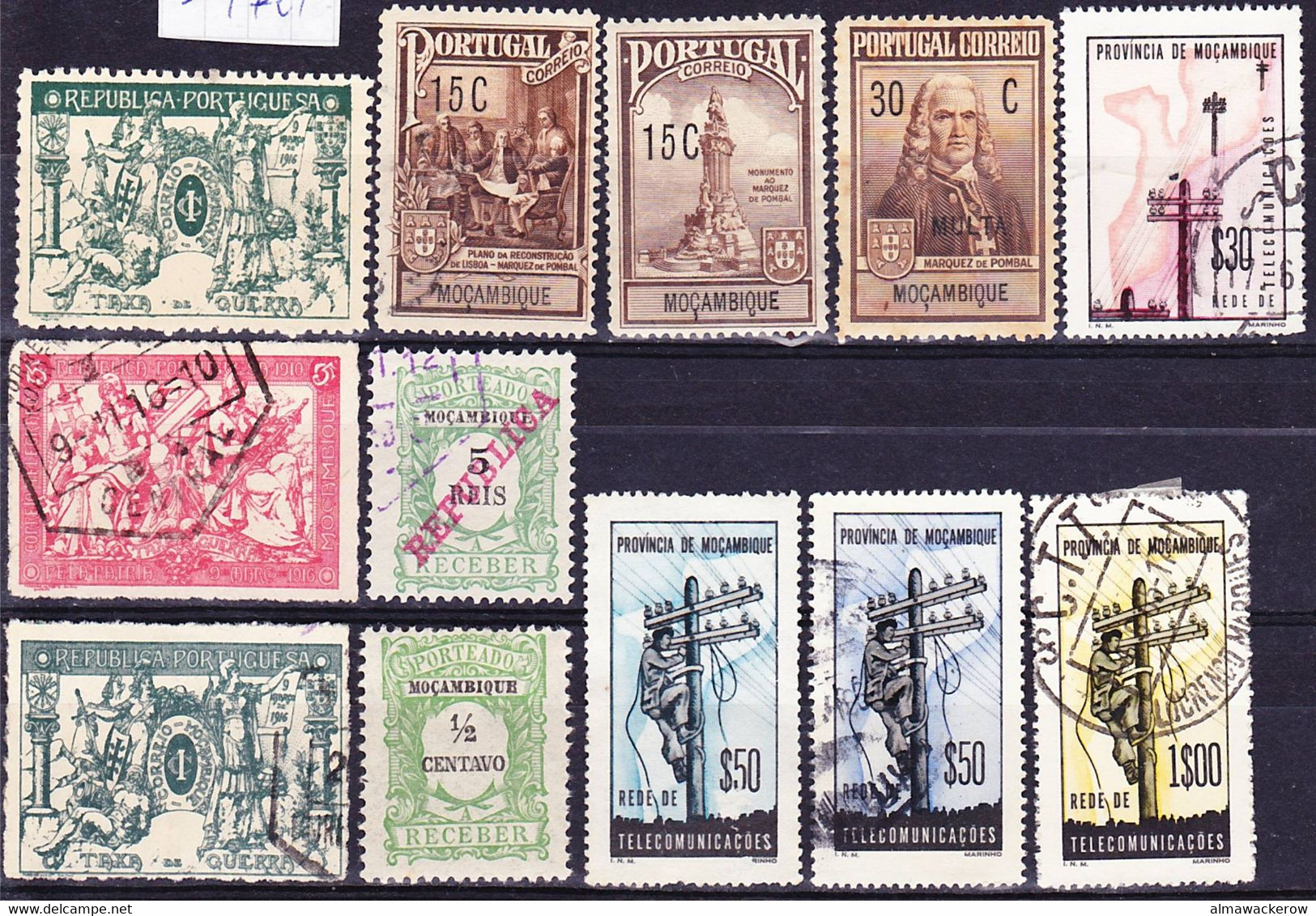 Mocambique 1911-1965 Lot Porteado And Imposto Postal Stamps With Interesting Pelican Issue  Mainly Used O - Mosambik