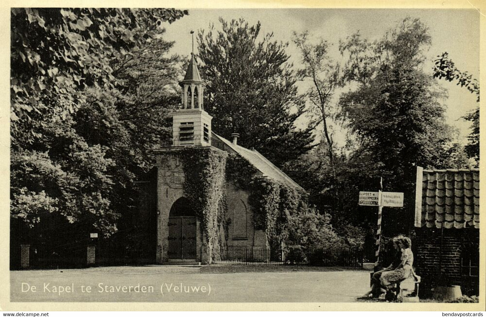 Nederland, STAVERDEN, De Kapel, Wegwijzer (1950s) Ansichtkaart - Ermelo