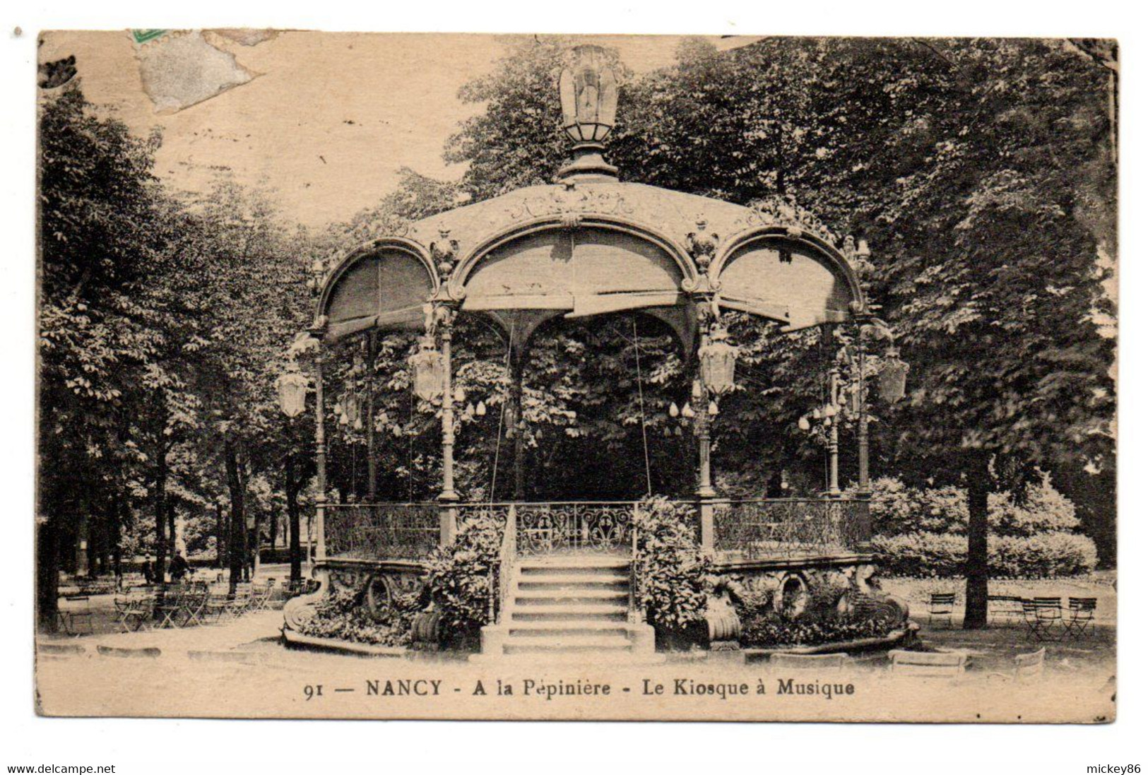NANCY-1925--A La Pépinière-Kiosque à Musique....cachet NANCY...BAR LE DUC ..   Type Pasteur - Nancy