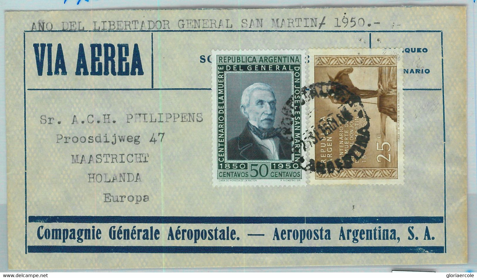 94116 - ARGENTINA - POSTAL HISTORY - Airmail  COVER To HOLLAND  Aeropostale  1950 - Briefe U. Dokumente