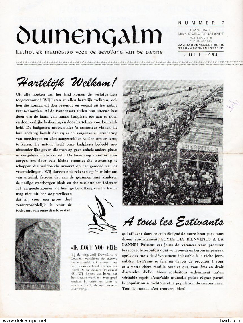 Duinengalm Periode 1954 - 57. 18 Tijdschriften In Goede Staat. Zeldzaam Te Vinden. La Panne - De Panne - Geography & History