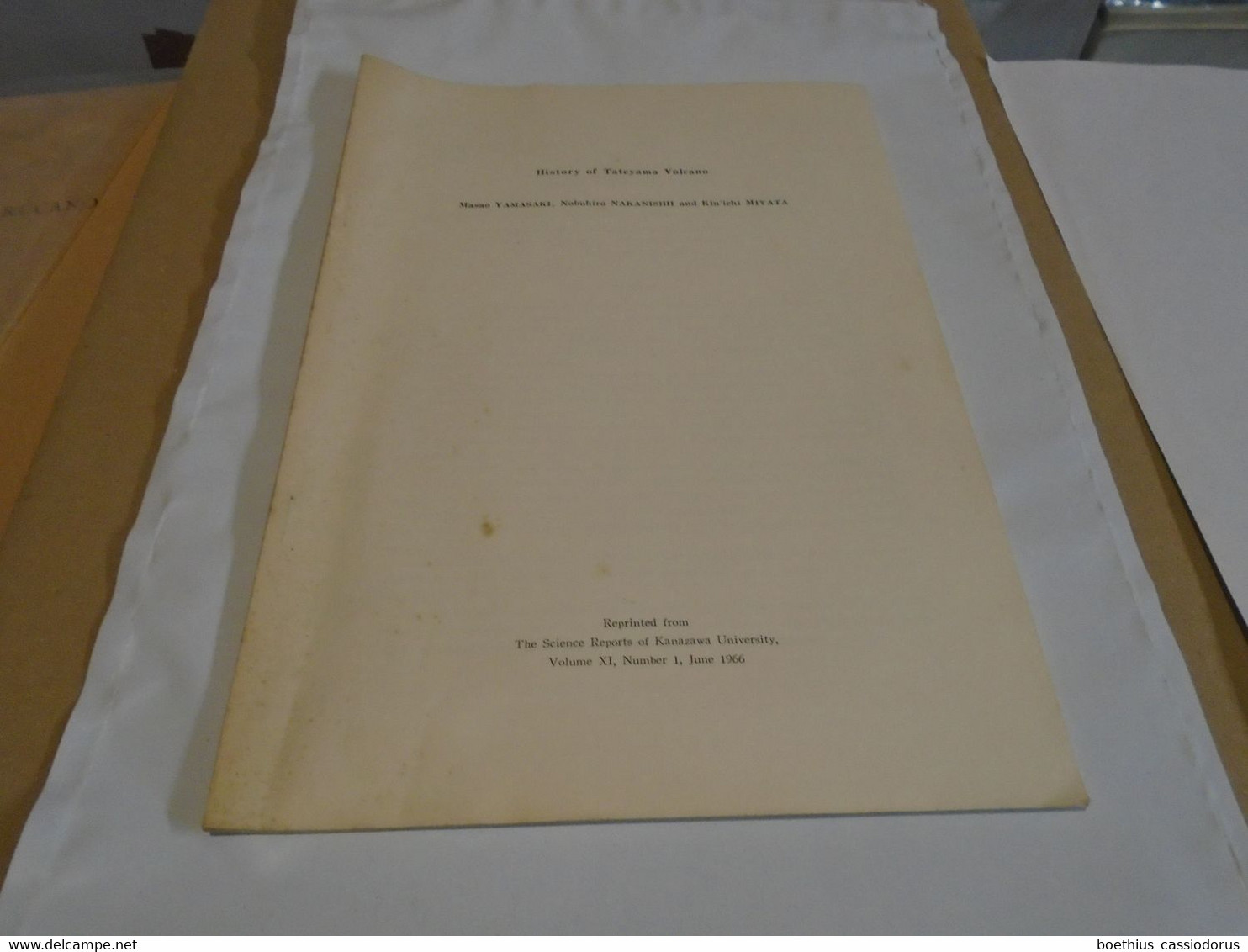 DOCUMENT RARE : HISTORY OF TATEYAMA VOLCANO 1966 MASAO YAMASAKI, NOBUHIRO NAKANISHII, KIN'ICHI MIYATA JAPON - Earth Science