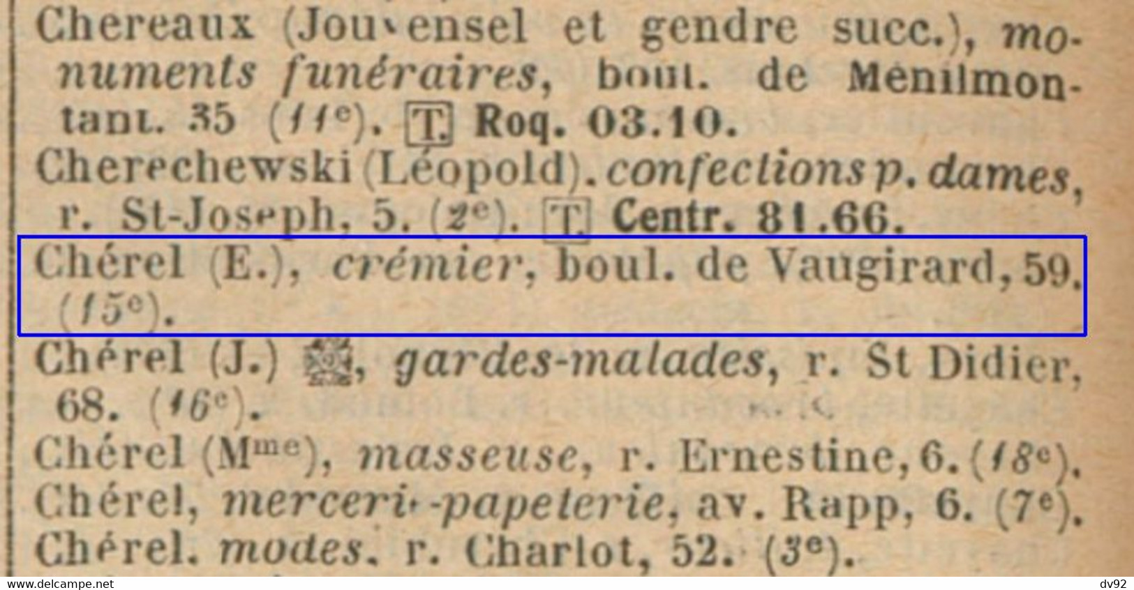 PARIS LAITERIE SARTHOISE MAISON E. CHEREL - Professions