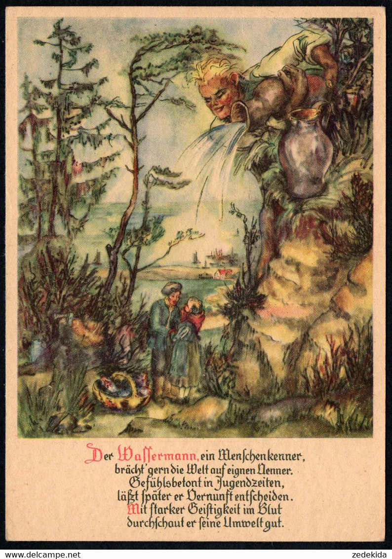 E8935 - Rohland M.M. Leipzig - Künstlerkarte Tierkreiszeichen Wassermann - Verlag Walter Emmerich Kunstkarte - Astronomie