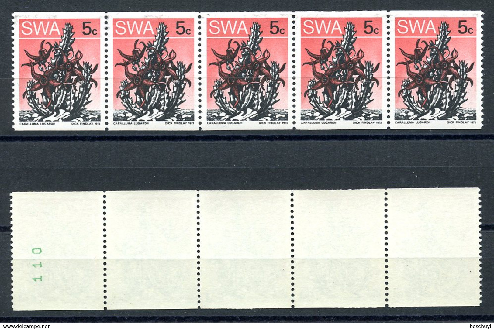 South West Africa, 1973, Flowers, Flora, MNH Coil Strip With Number On Back, Michel 391C - Altri - Africa