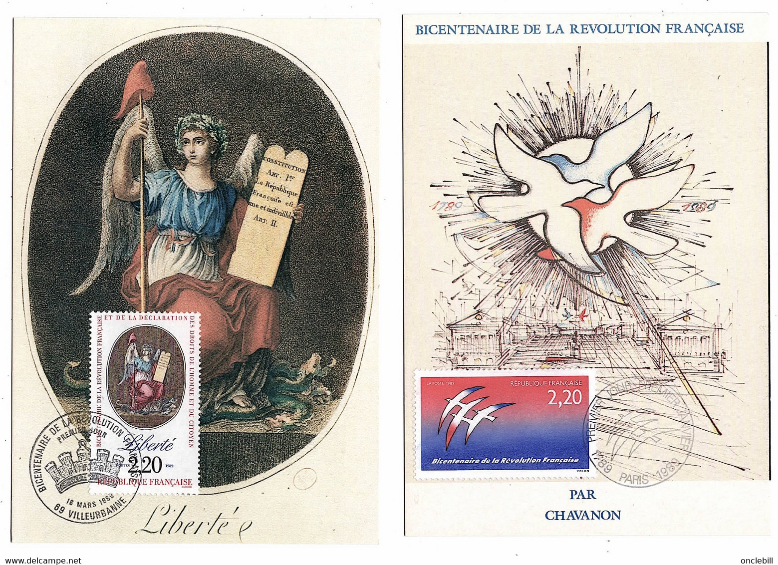 Bicentenaire Révolution Française 5 Cartes Maximum 1989 état Superbe - Manifestations