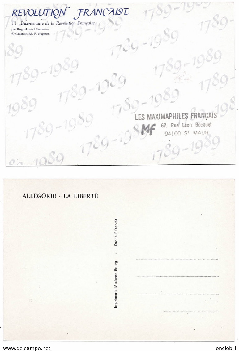 Bicentenaire Révolution Française 5 Cartes Maximum 1989 état Superbe - Manifestations