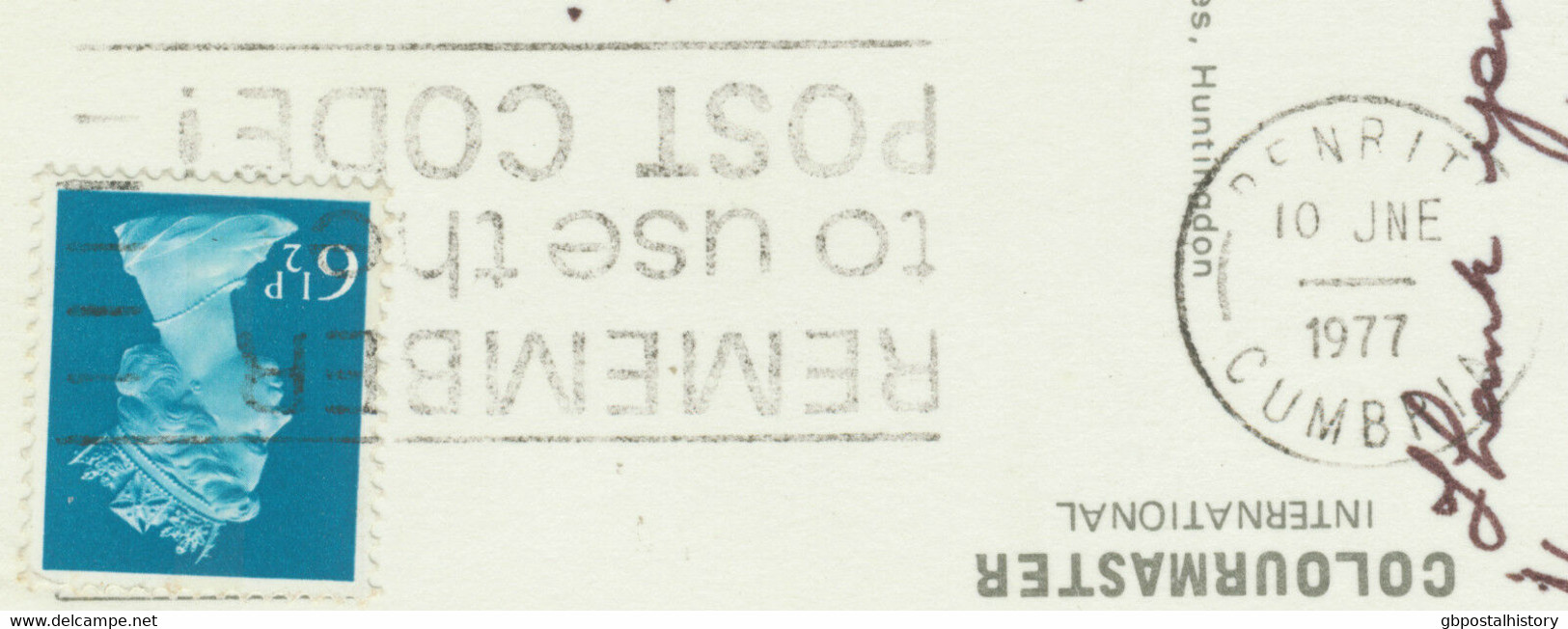 GB PENRITH / CUMBRIA / REMEMBER POSTCODE / POSTMARK-ERROR: INVERTED DATE-PART - Machins