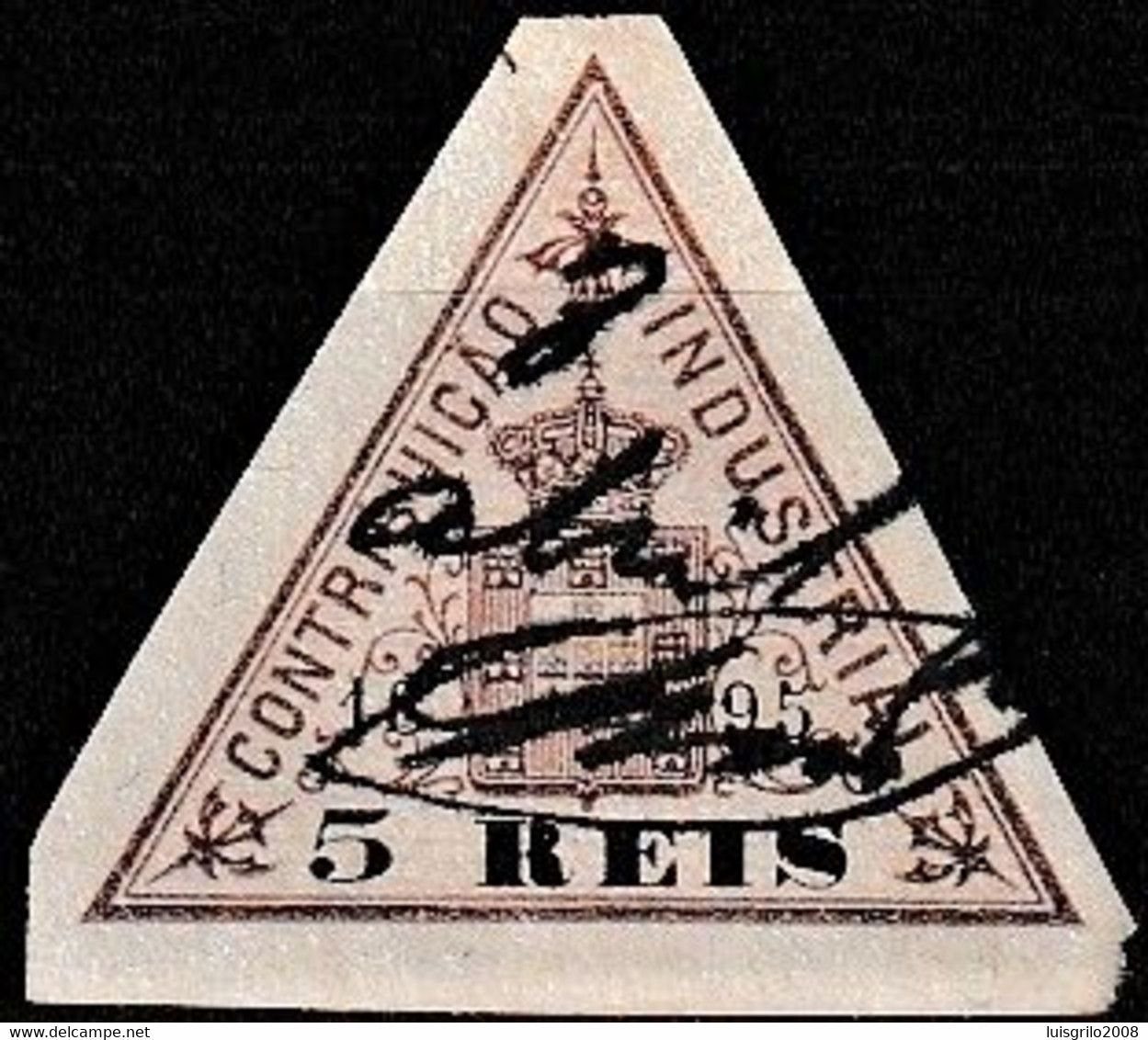 Revenue / Fiscaux / Fiscal, Portugal -|- Contribuição Industrial 1895 / 5 Rs. - Margem Média - Used Stamps