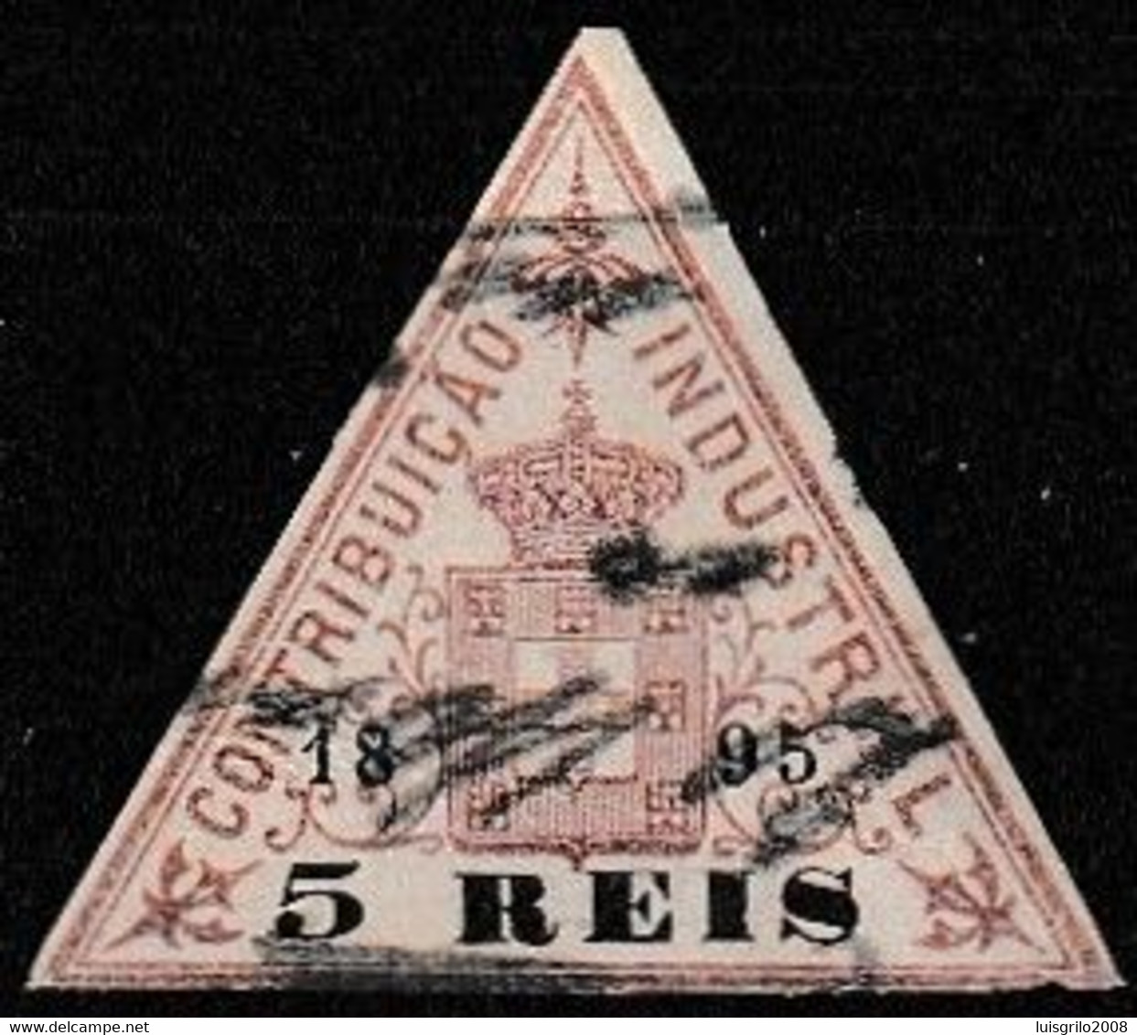 Revenue / Fiscaux / Fiscal, Portugal -|- Contribuição Industrial 1895 / 5 Rs. - Margem Fina - Usati