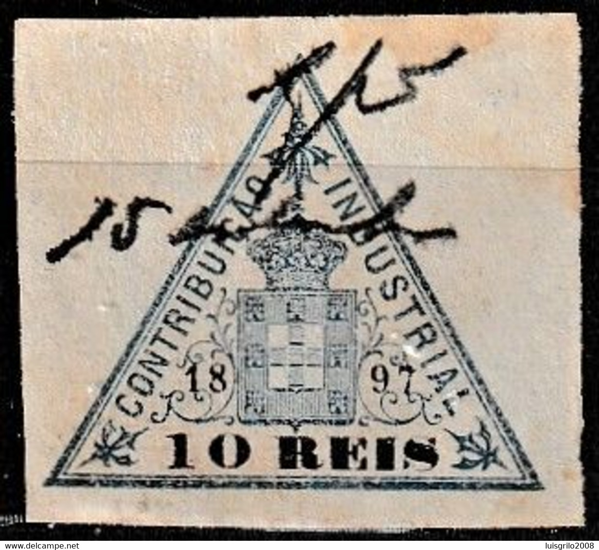 Revenue / Fiscaux / Fiscal, Portugal -|- Contribuição Industrial 1897 / 10 Rs. - Margem Larga - Used Stamps