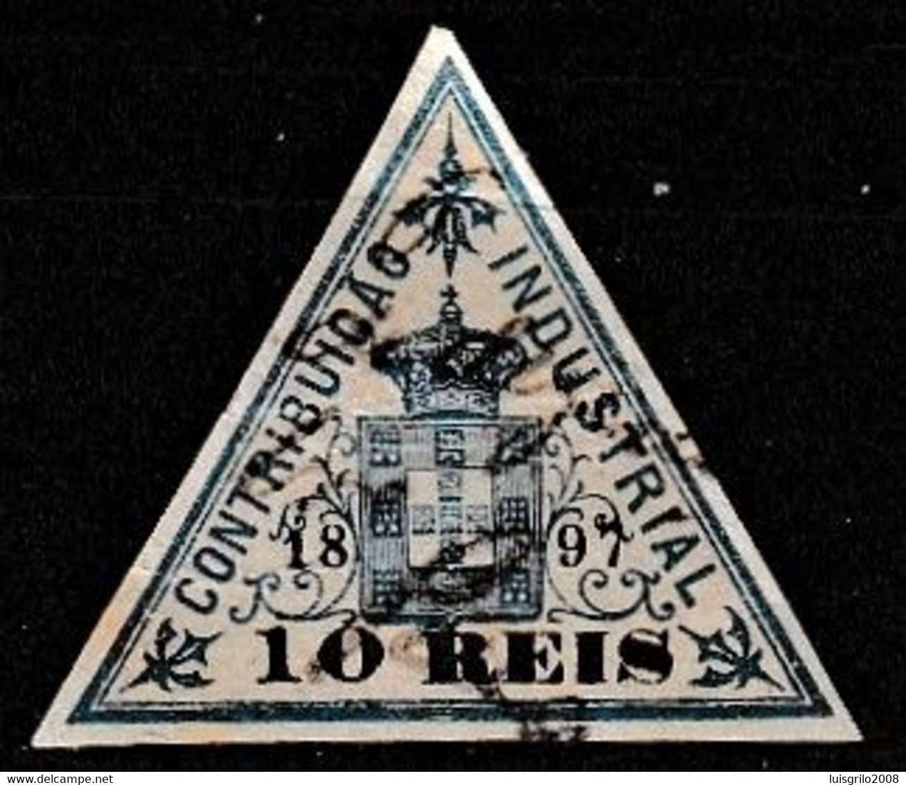 Revenue / Fiscaux / Fiscal, Portugal -|- Contribuição Industrial 1897 / 10 Rs. - Margem Fina - Usati