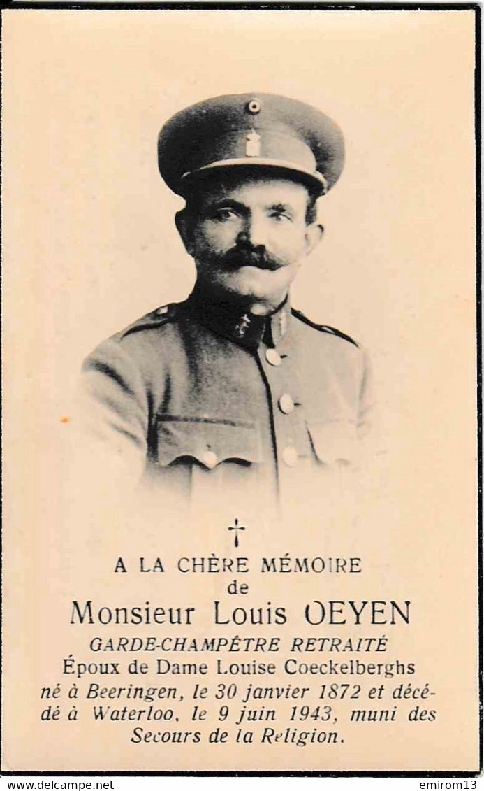 Souvenir Mortuaire Louis Oeyen Waterloo Garde Champêtre 1943 - Identifizierten Personen