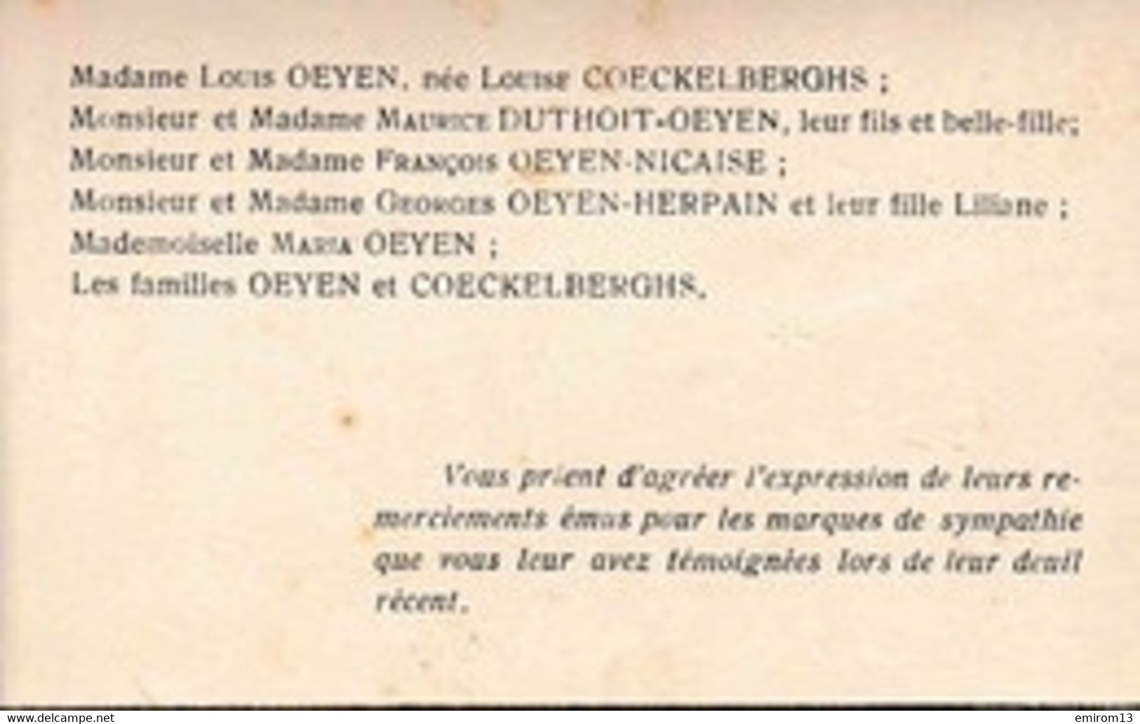 Souvenir Mortuaire Louis Oeyen Waterloo Garde Champêtre 1943 - Geïdentificeerde Personen