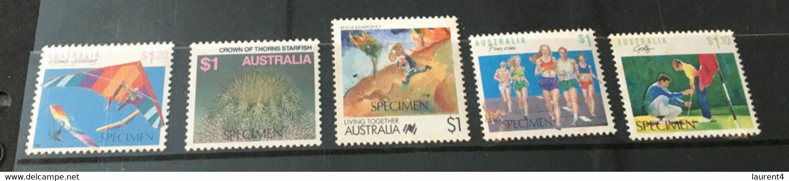 (Stamps 08-03-2021) Selection Of 5 Mint High Values Issues Of SPECIMEN Stamps From Australia - Errors, Freaks & Oddities (EFO)