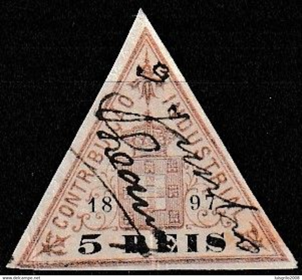 Revenue / Fiscaux / Fiscal, Portugal -|- Contribuição Industrial 1897 / 5 Rs. - Margem Fina - Used Stamps