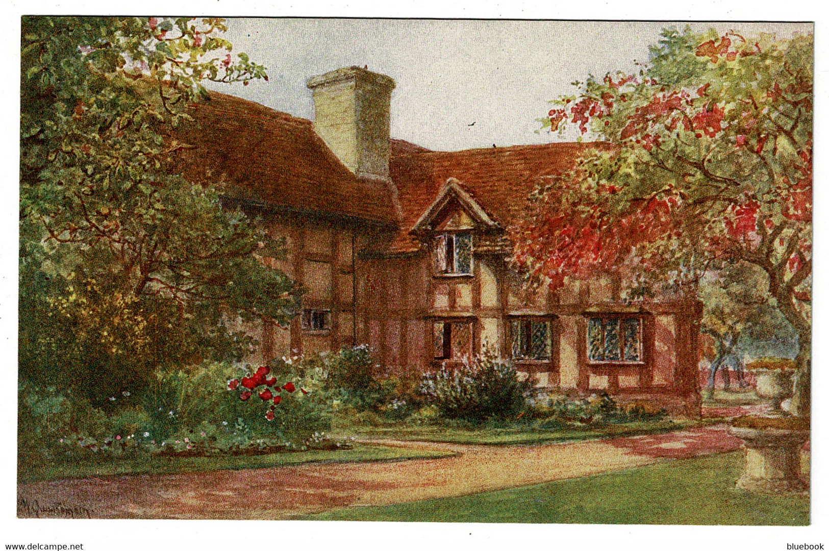 Ref 1477 - J. Salmon Postcard - Shakespeare's Birthplace Exterior Garden Stratford-on-Avon - Stratford Upon Avon