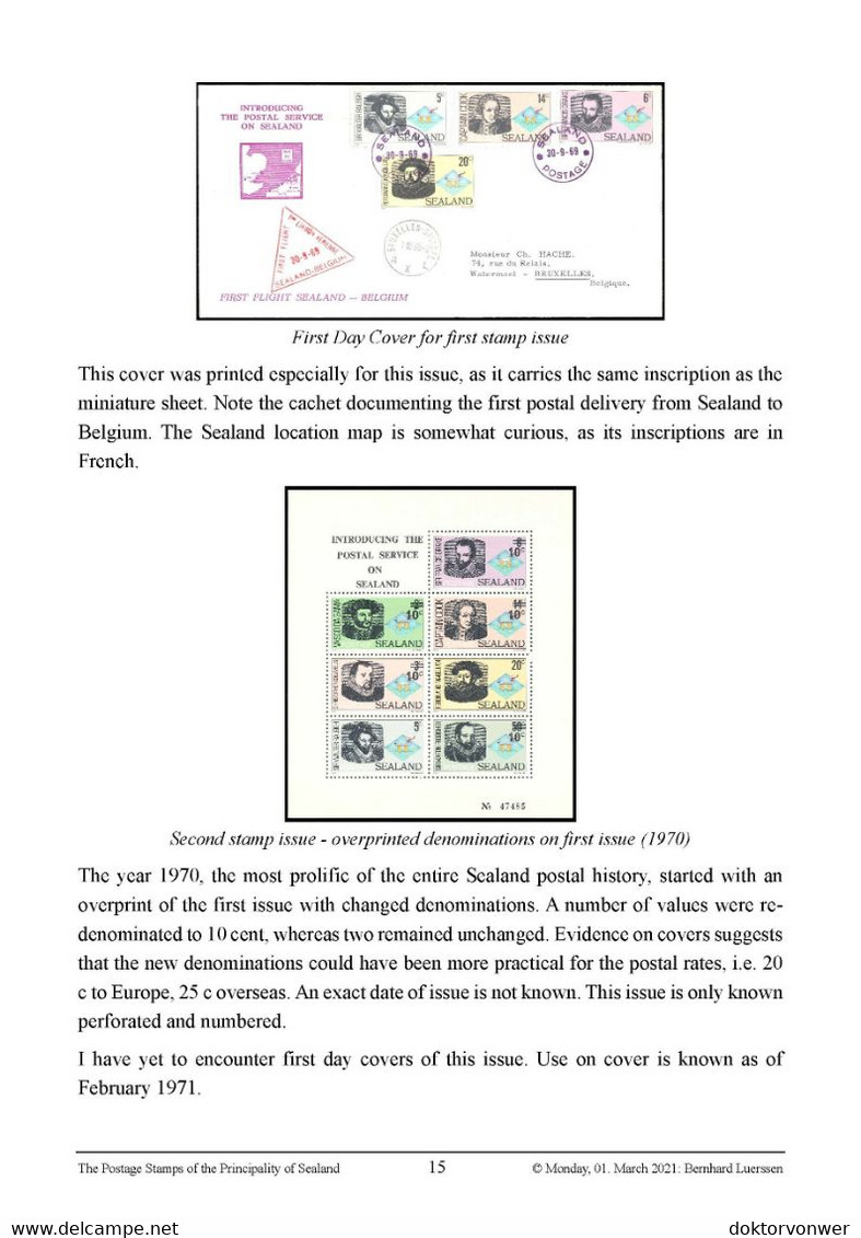 Brochure “The Postage Stamps Of The Principality Of Sealand“, 55 Pages, March 2021 - Cinderella / Fantasiepostzegels