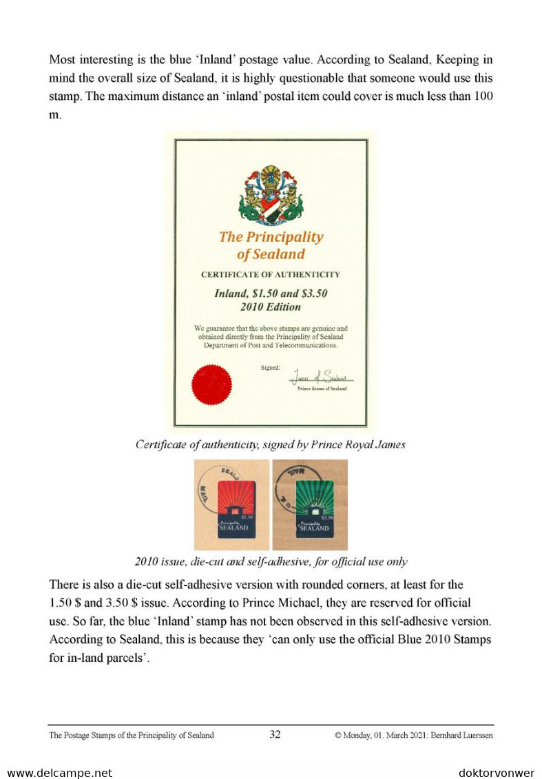 Brochure “The Postage Stamps of the Principality of Sealand“, 55 pages, March 2021