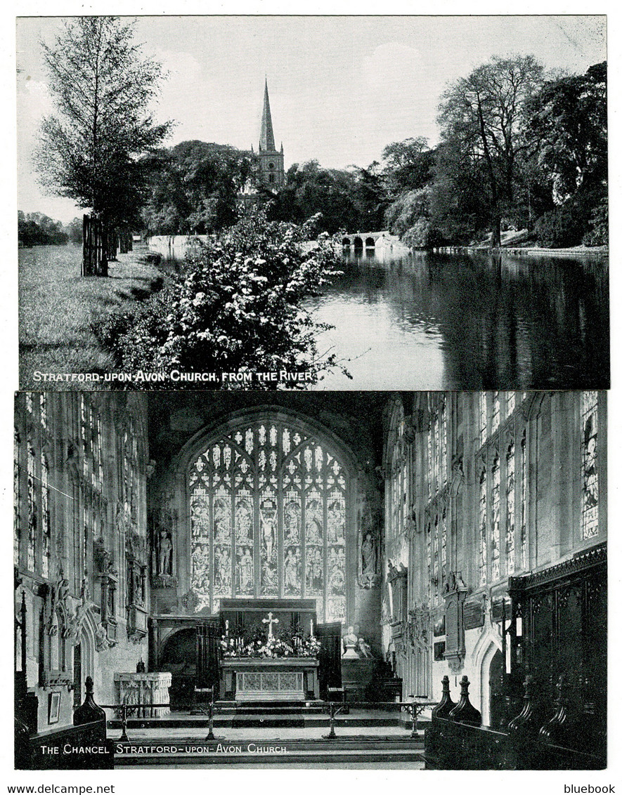 Ref 1478 - 2 X Postcards - Stratford-on-Avon Praish Church - Inrterior & Exterior - Stratford Upon Avon