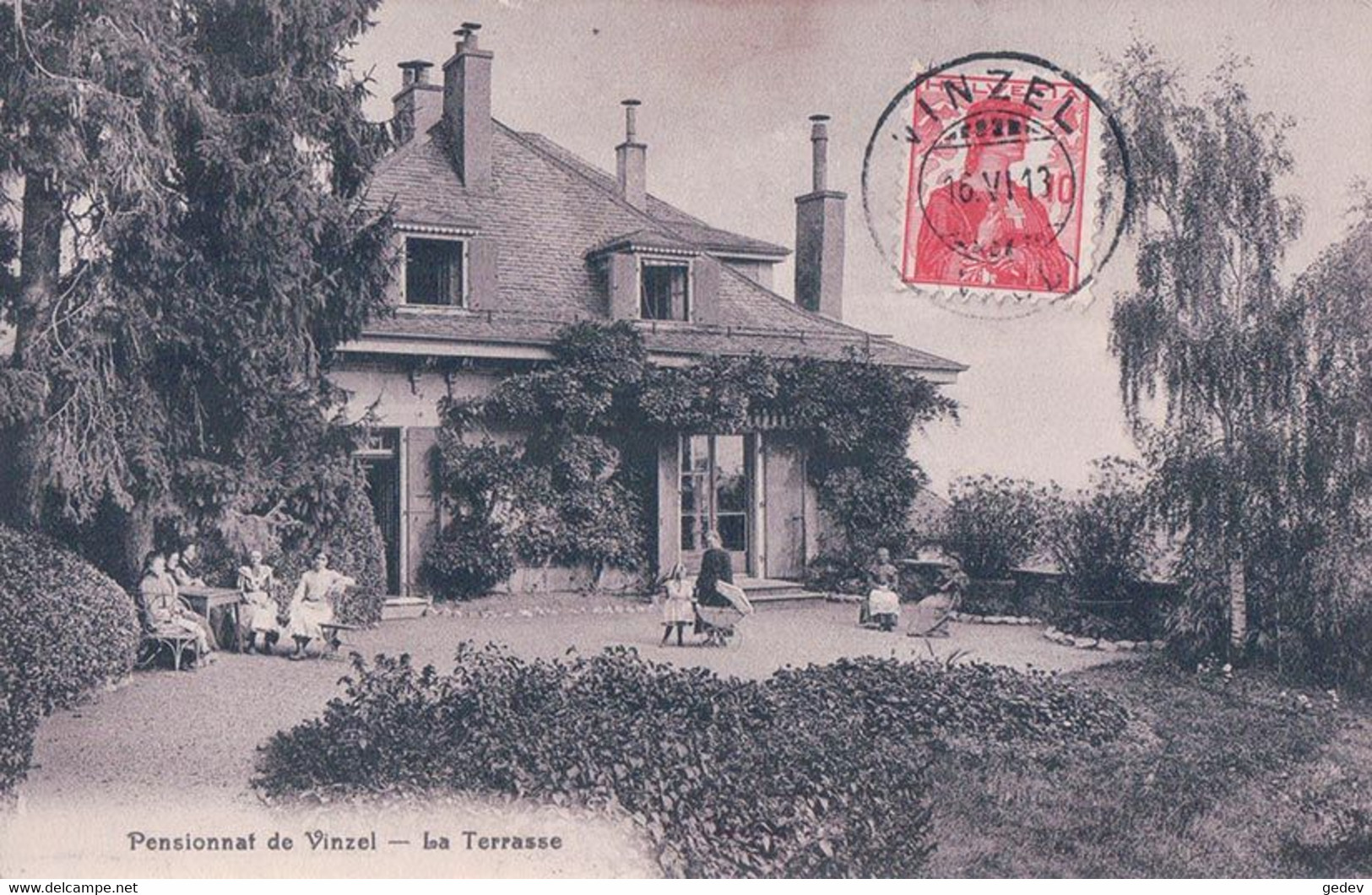 Vinzel VD, Le Pensionnat Et Sa Terrasse (16.6.1913) - Vinzel