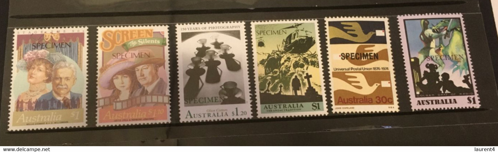 (Stamps 08-03-2021) Selection Of 6 Mint High Values Issues Of SPECIMEN Stamps From Australia - Errors, Freaks & Oddities (EFO)