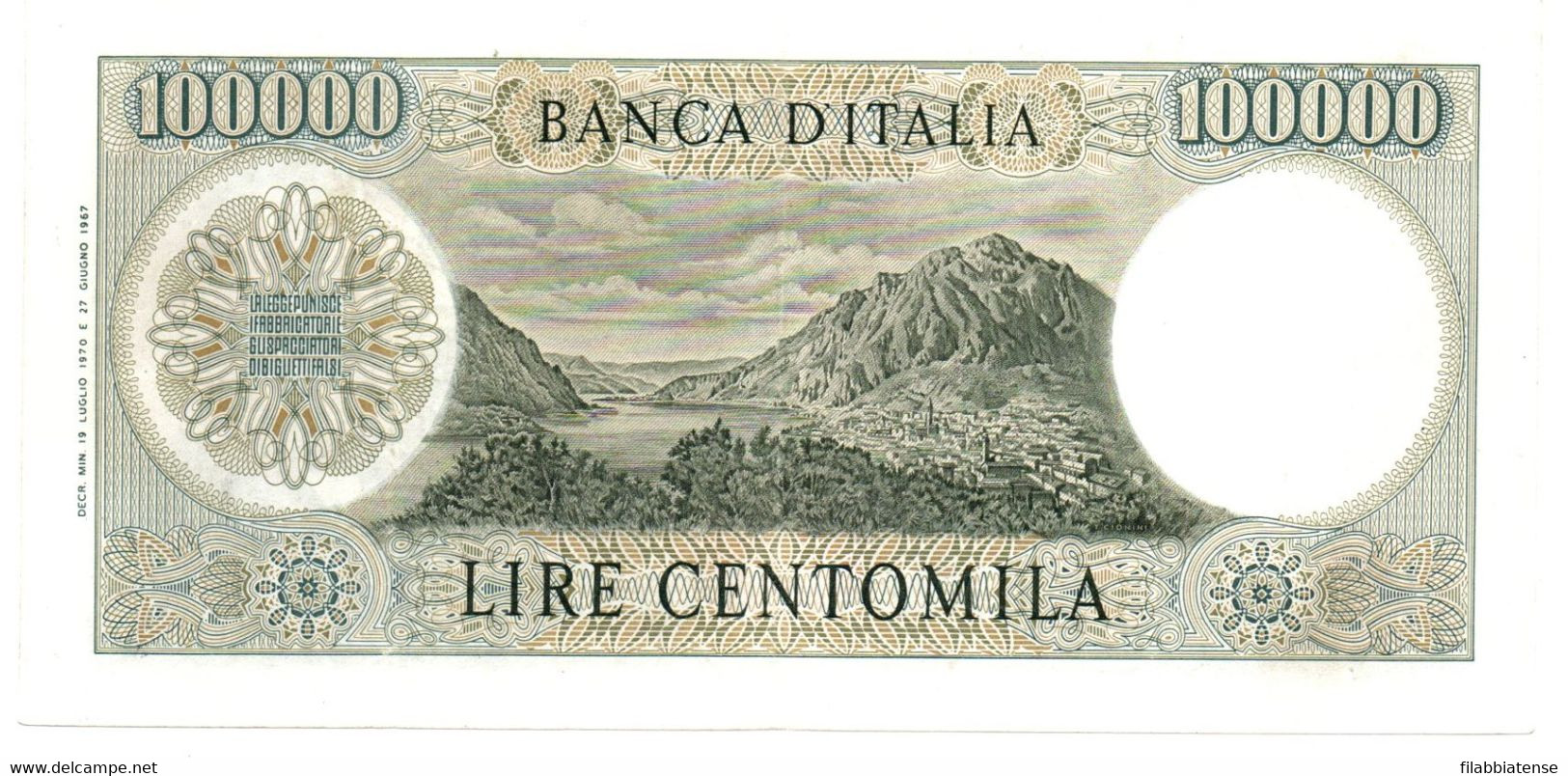 Italia - 100.000 Lire 1970 Manzoni      ----- - 100.000 Lire