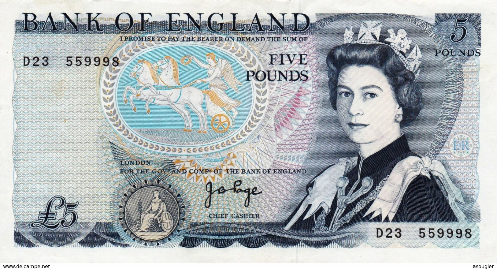 Great Britain United Kingdom England 5 POUNDS 1971 - 1972 EXF P-378a "free Shipping Via Registered Air Mail" - 5 Pounds