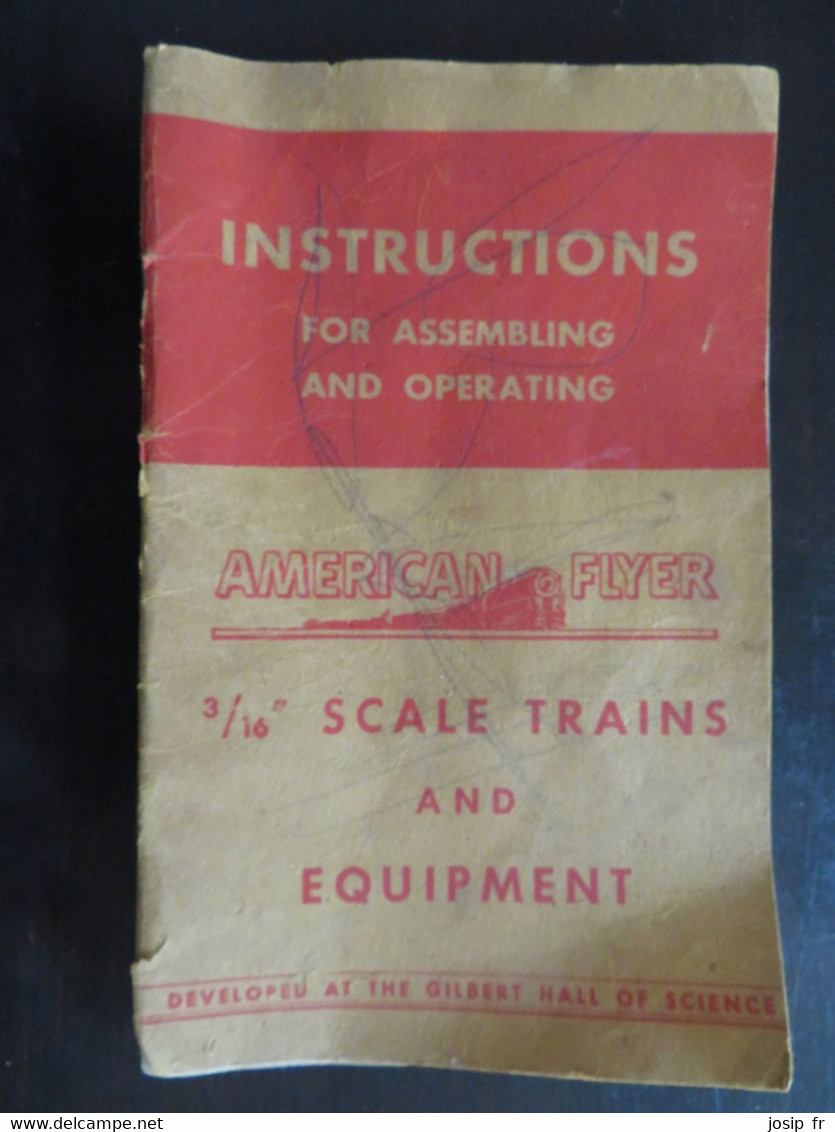 LIVRET EN ANGLAIS: INSTRUCTIONS FOR ASSEMBLING AND OPERATING- 3/16 SCALE TRAINS AND EQUIPMENT (1947- AMERICAN FLYER RAIL - Autres & Non Classés