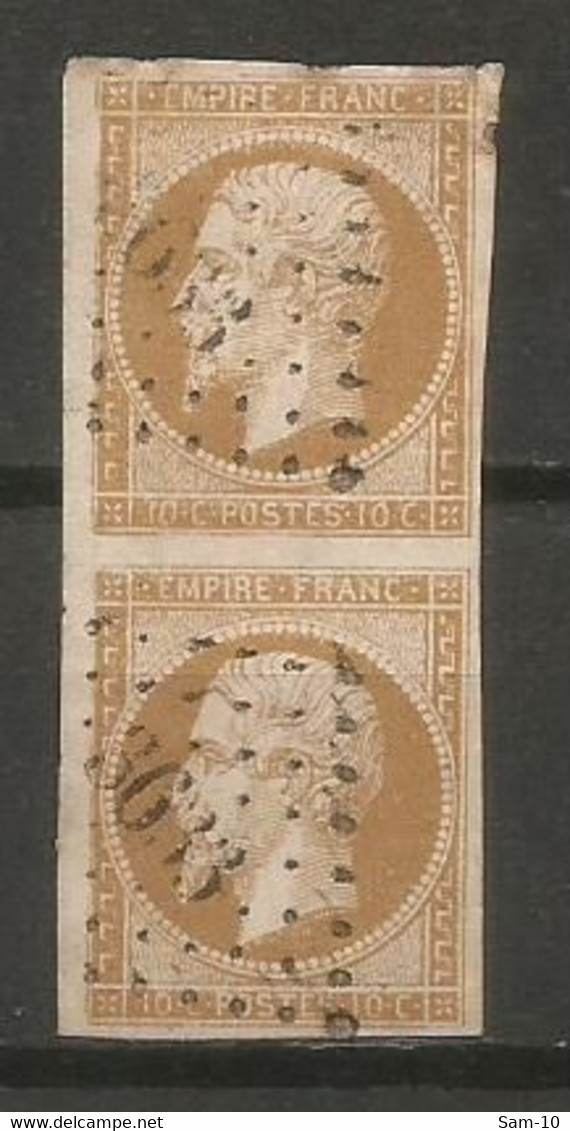 Timbre France  Empire Franc Napoléon 3 En Oblitere N 13a Type 1 En Paire En 2 - 1862 Napoléon III.