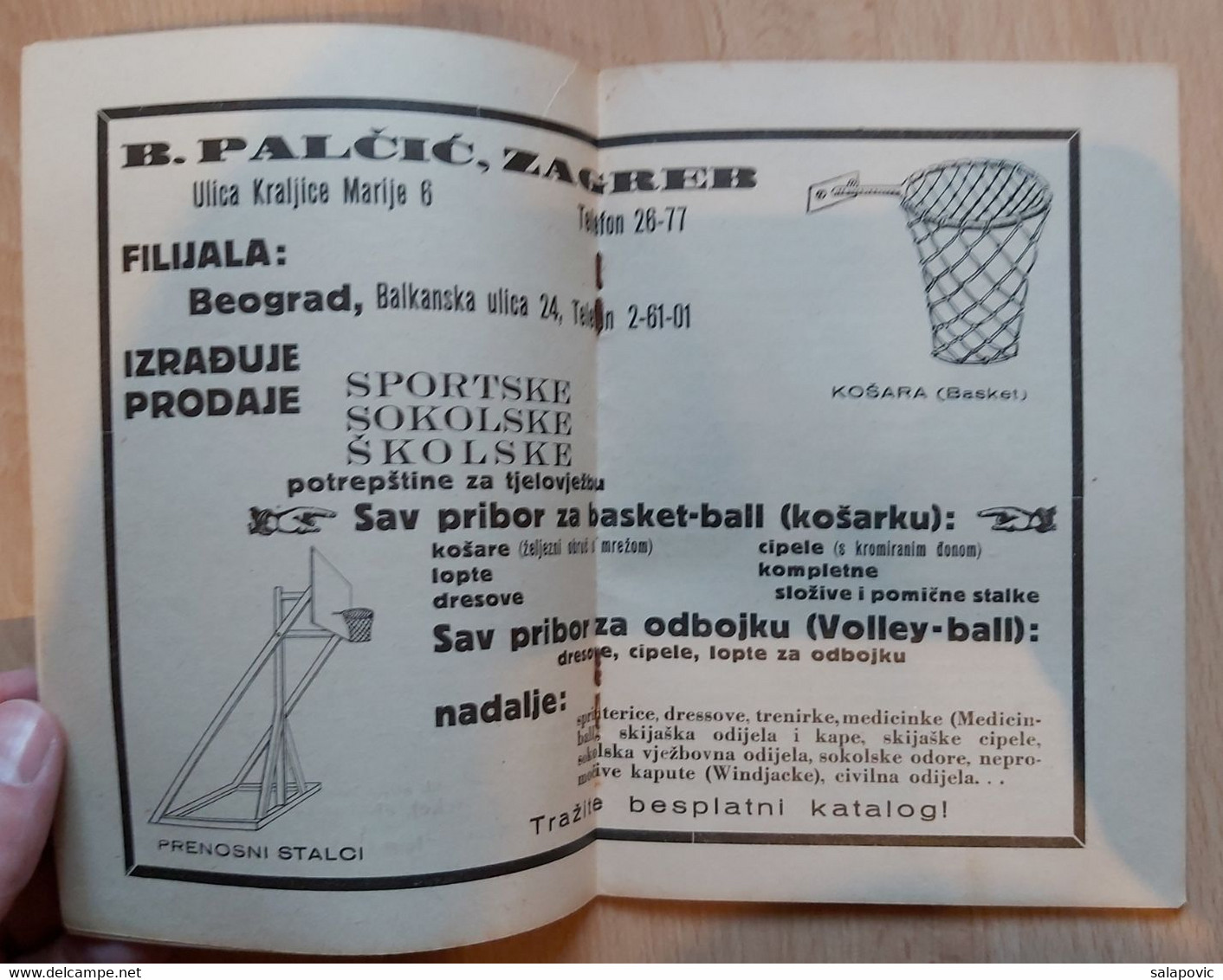 Basketball, Službena Međunarodna Pravila Za Basket-ball 1933 Kosarka Naklada "Gimnastikona" Zagreb Kingdom Jugoslavia - Bücher