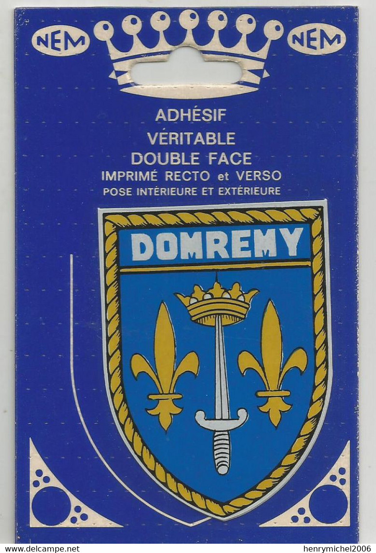 88 Vosges Domremy Blason Adhésif Véritable  Double Face Ed Nem Tours - Domremy La Pucelle