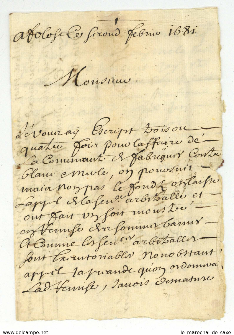 Toulouse 1681 Pour Montpellier - ....-1700: Précurseurs