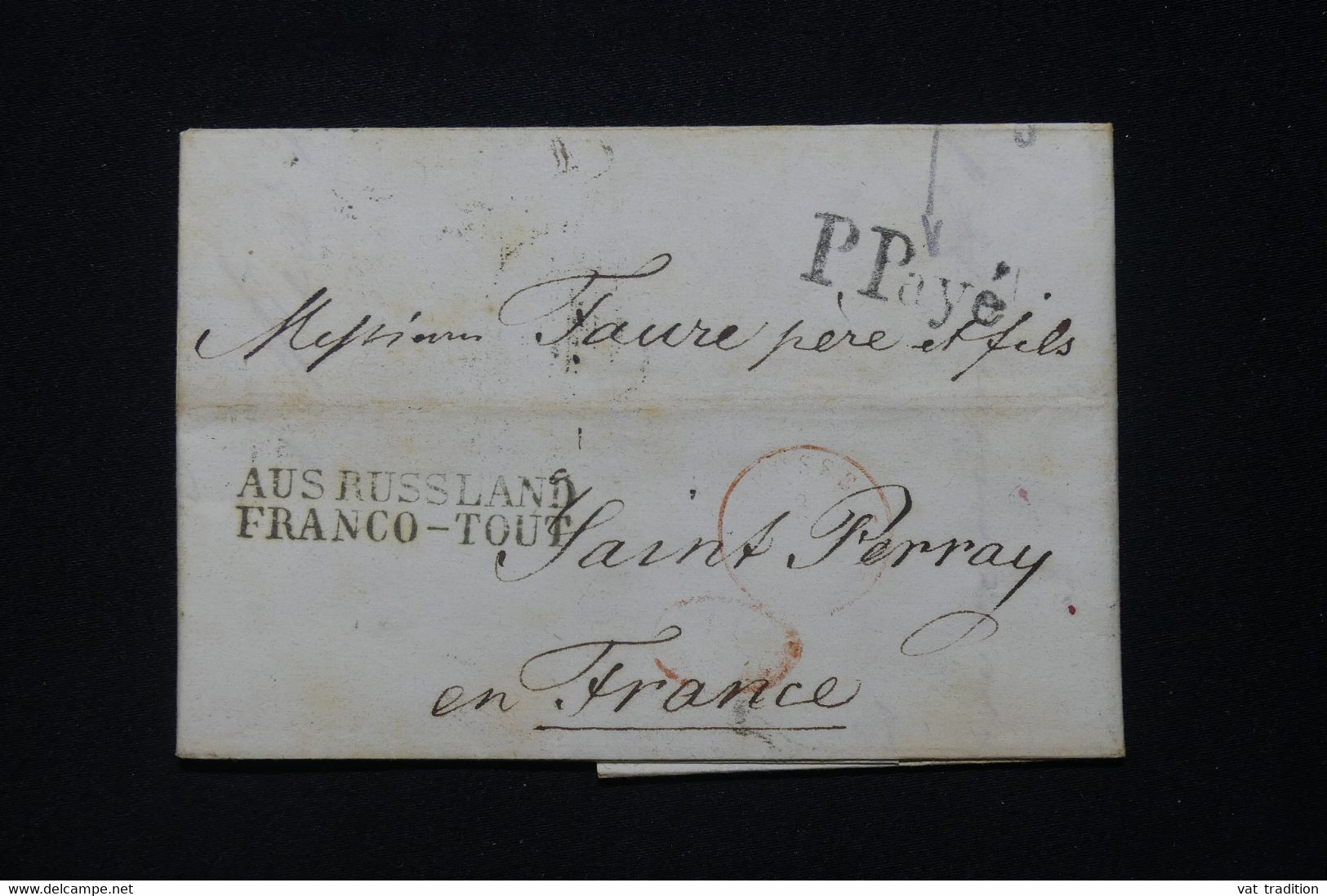 RUSSIE - Lettre De St Petersbourg Pour La France En 1841 En Port Payé , Voir Cachets Recto Et Verso - L 90967 - ...-1857 Prephilately