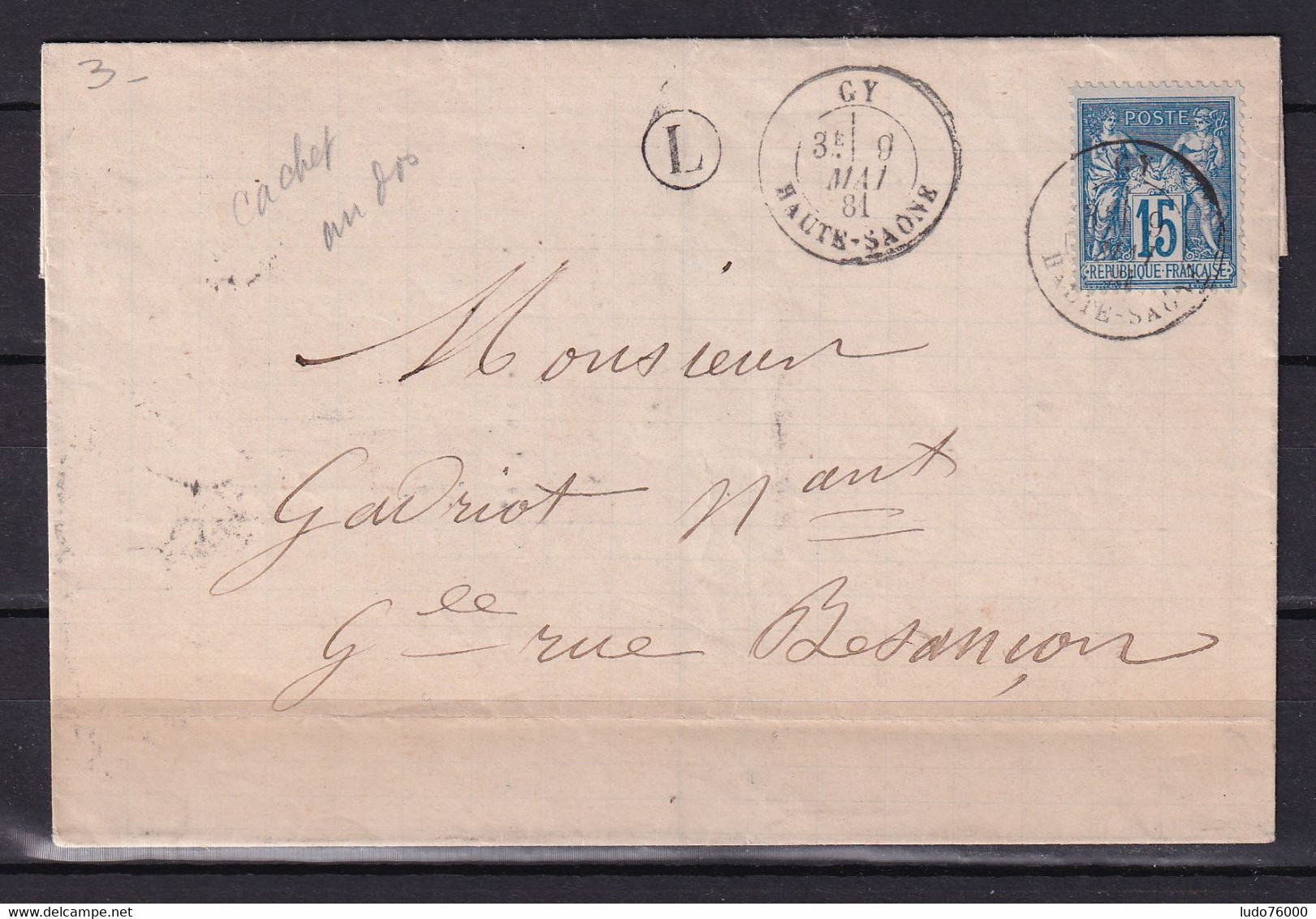 D 146 / SAGE N° 90 SUR LETTRE / CACHET DE FACTEUR - 1876-1898 Sage (Tipo II)