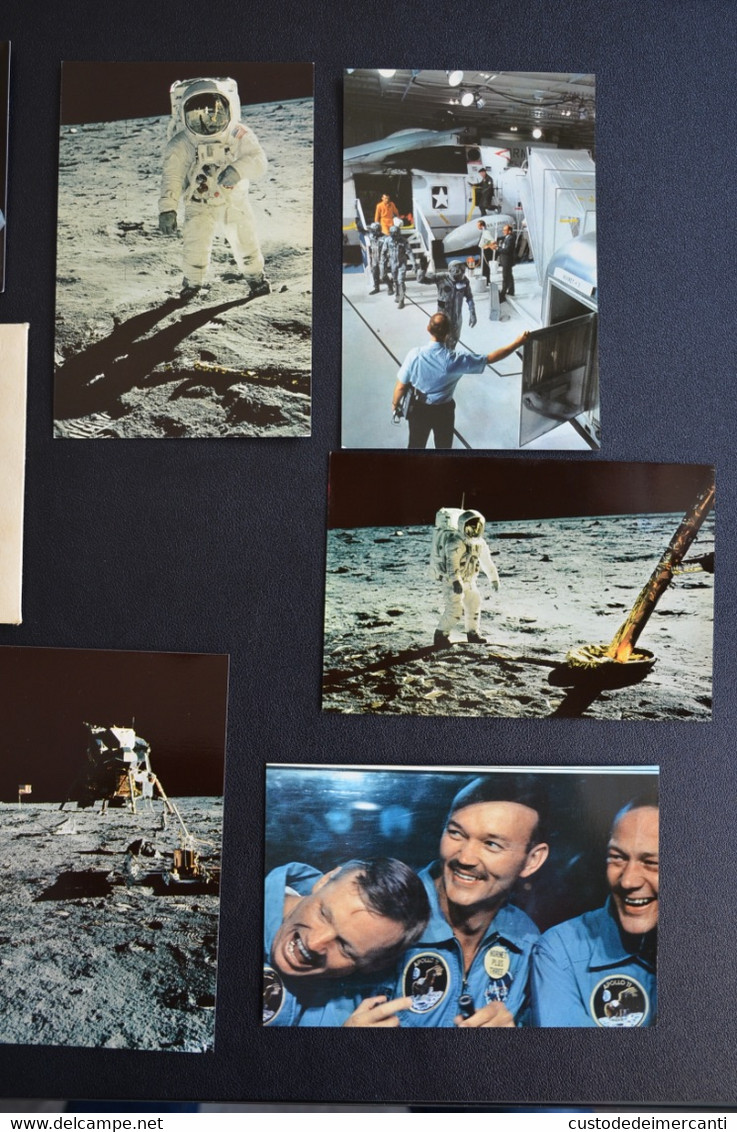 LOTTO 12 CARTOLINE FOTOGRAFIE UOMINI SULLA LUNA CLUB AMICI RIVISTA EPOCA 1969 MONDADORI ED COLLEZIONISTI CON BUSTA - Astronomie