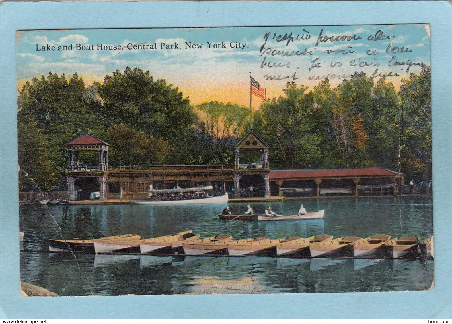 NEW  YORK  CITY   -  LAKE  AND  BOAT  HOUSE , CENTRAL  PARK   -  1921   - - Parcs & Jardins