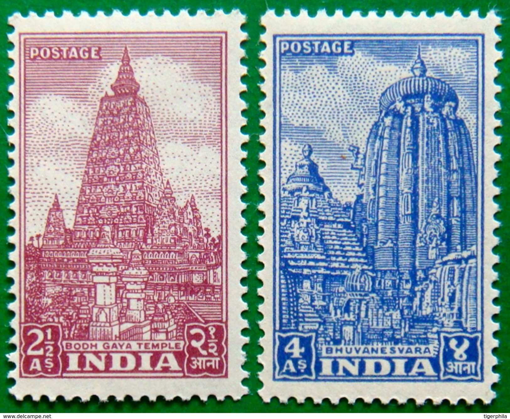 INDIA 1949 2.5as,4as Bodhgaya , Lingaraj Temple MLH - Unused Stamps