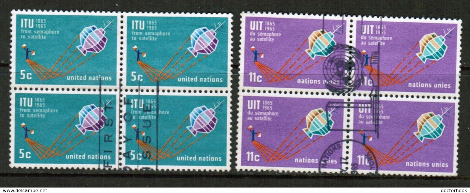 UNITED NATIONS---New York  Scott # 141-2 VF USED BLOCKS Of 4 (LG-1300) - Gebruikt