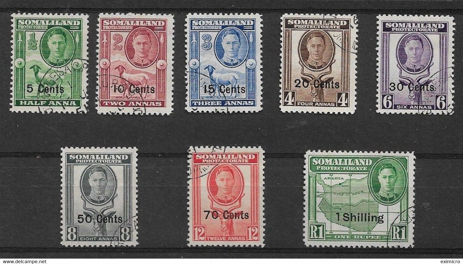 SOMALILAND 1951 SET TO 1s On 1R SG 125/132 FINE USED Cat £28+ - Somaliland (Protectorate ...-1959)