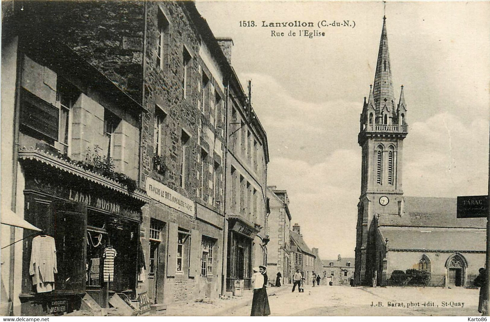 Lanvollon * La Rue De L'église * Quincaillerie François LE BOUX * Commerces Magasins - Lanvollon