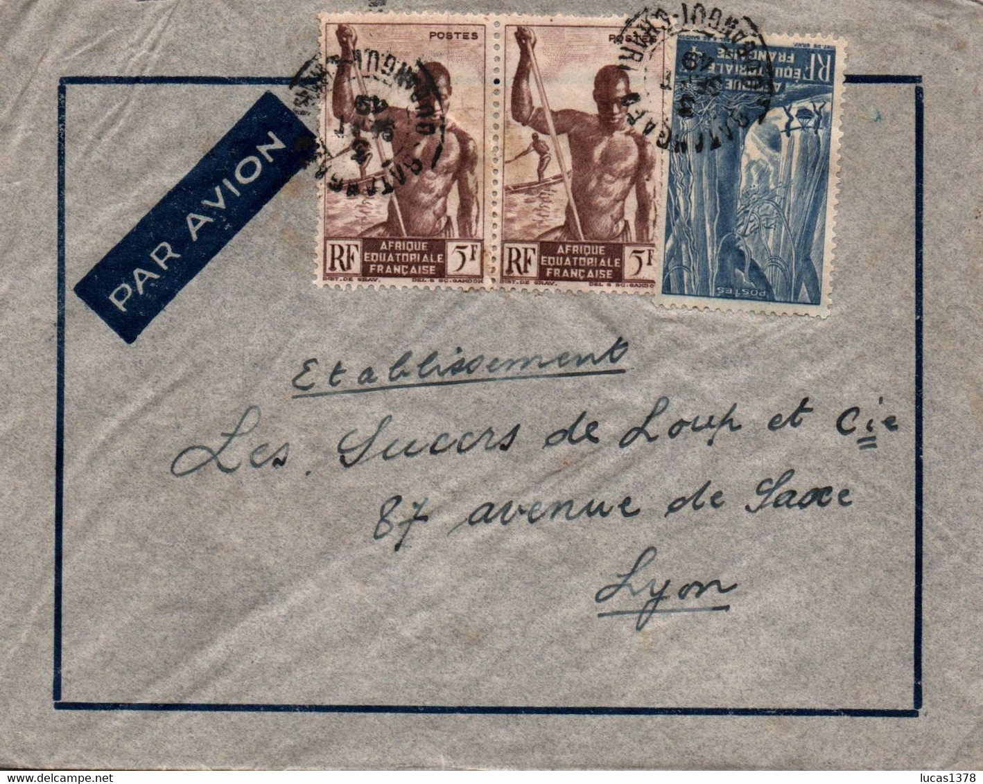 OUBANGUI / LETTRE PAR AVION / BATANGAFO / POUR LYON 1949 - Cartas & Documentos