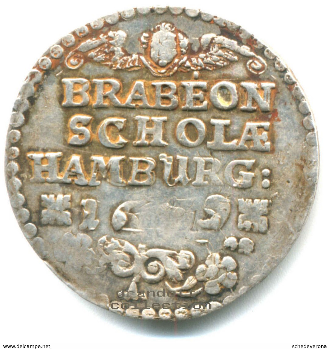 BRABEON SCHOLAE HAMBURG 1679 MEDAGLIA SCOLASTICA ARGENTO - Professionnels/De Société