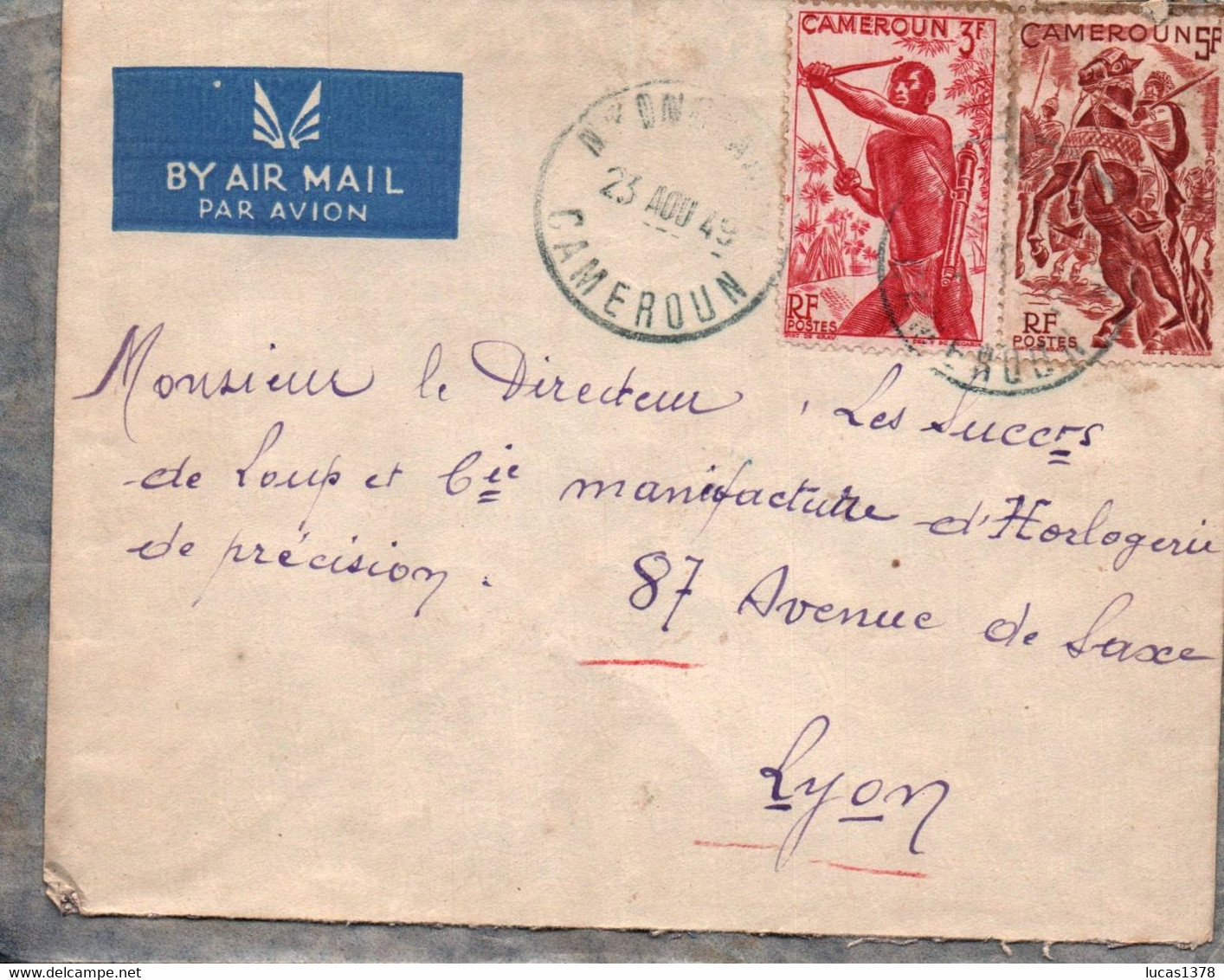 CAMEROUN  /  LETTRE PAR AVION  /  POUR LYON / 1949 - Sonstige & Ohne Zuordnung