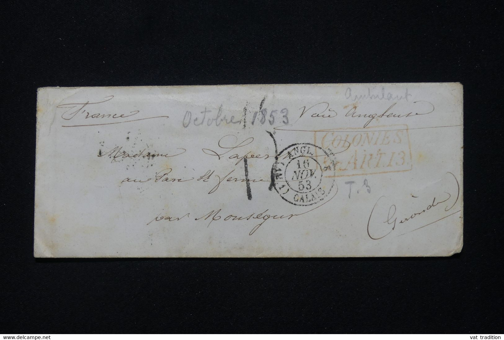 BRÉSIL - Enveloppe De Rio De Janeiro Pour La France En 1853 Par Voie Anglaise - L 90988 - Cartas & Documentos