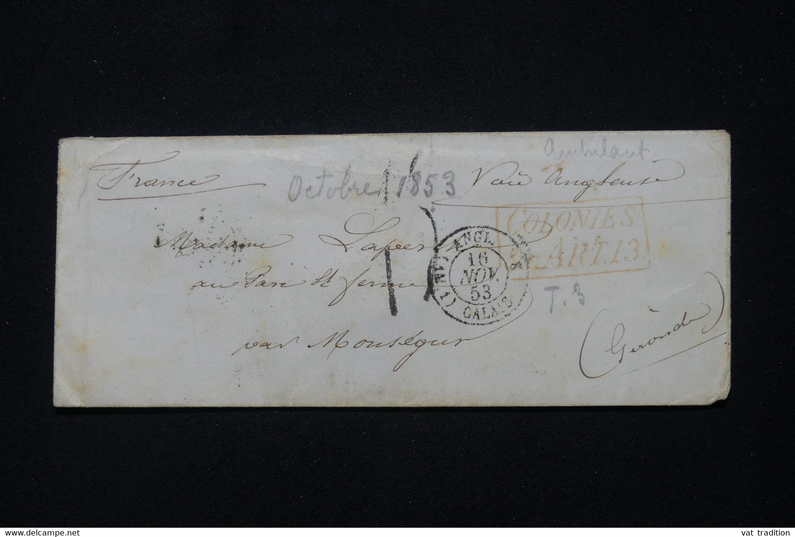 BRÉSIL - Enveloppe De Rio De Janeiro Pour La France En 1853 Par Voie Anglaise - L 90988 - Briefe U. Dokumente
