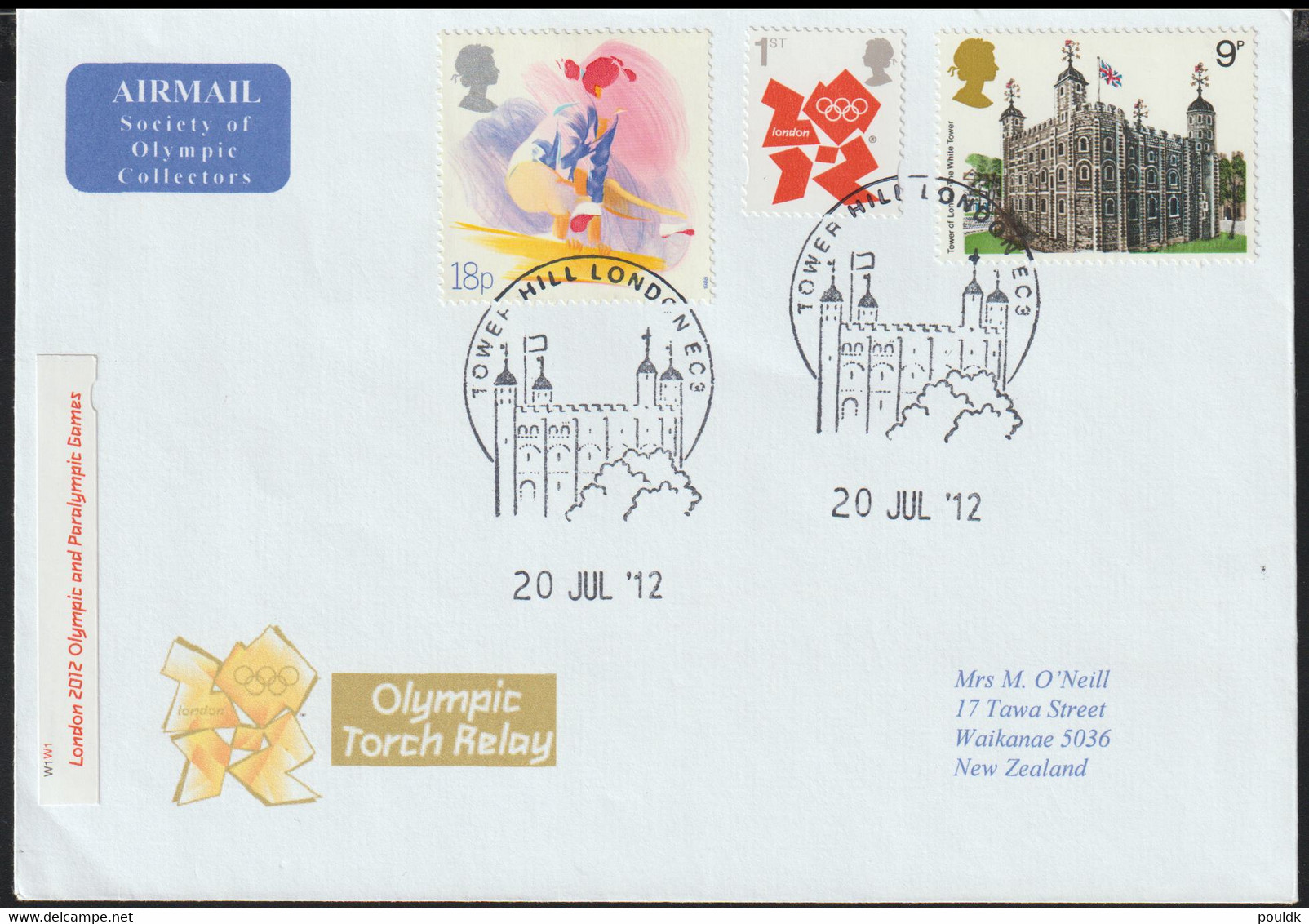 Great Britain Cover 2012 Olympic Games In London - Torch Relay Tower Hill (G125-68) - Estate 2012: London