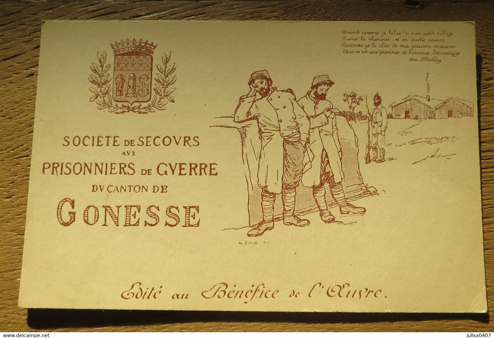 GONESSE (95) Carte Illustrée Guerre 1914-18 Société De Secours Aux Prisonniers De Guerre Du Canton De Gonesse - Gonesse