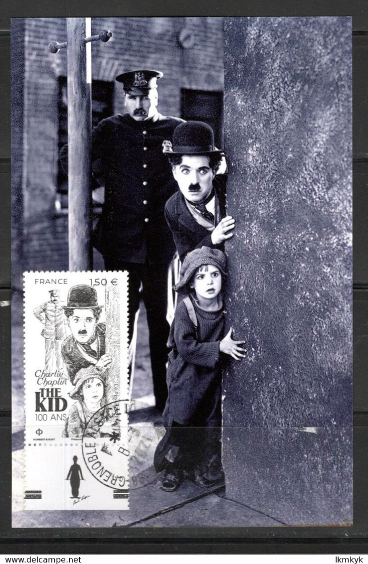 France 2021. Charlie Chaplin The Kind 100ans ..Cachet Rond Gomme D'origine.Sur Support Papier Photo  10x15 - Oblitérés