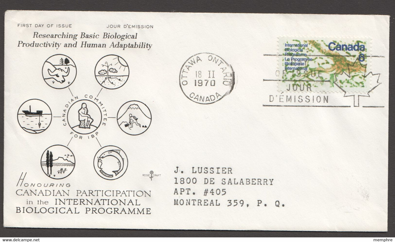 FDC CANADA  1970 Programme Biologique International Y&amp;T: 428  Scott: 507 - 1961-1970